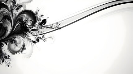 Poster - Sleek Monochrome Swirl Design on Clean White Background with Thin Black Diagonal Stripe