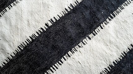 Poster - Bold Black Diagonal Stripe with Repeating Chain Pattern on White Canvas