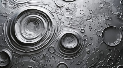 Wall Mural - Abstract Silver Liquid Texture with Bubbles