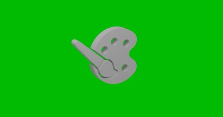Poster - Animation of rotation of a white palette symbol with shadow. Simple and complex rotation. Seamless looped 4k animation on green chroma key background