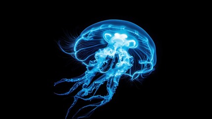 Wall Mural - A glowing jelly fish with dark background