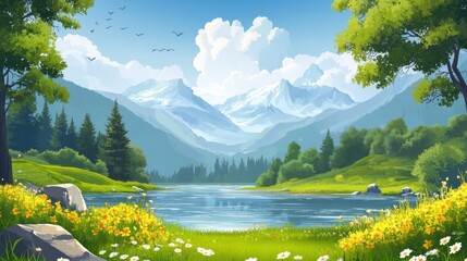 Sticker - Mountain Lake Scenery