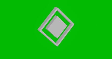 Poster - Animation of rotation of a white main road sign with shadow. Simple and complex rotation. Seamless looped 4k animation on green chroma key background