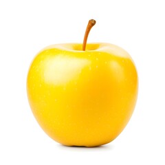 Wall Mural - Pristine Yellow Apple in Macro Shot Against White Background