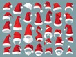 © Alex Pios - A collection of Santa Claus hats in various styles and angles, with bright red and white colors, isolated on a transparent background