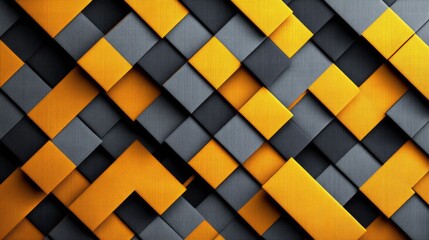 Wall Mural - Abstract Geometric Pattern with Yellow and Gray Rhombuses