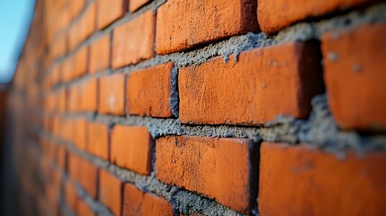 Sticker - a brick wall with a small crack in it's middle and a blue sky in the background