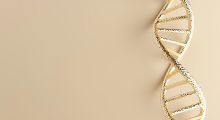 Leinwandbilder - The DNA helix of the gold color is the basis for a science background for cosmetics, medicine, biotechnology, or chemistry.