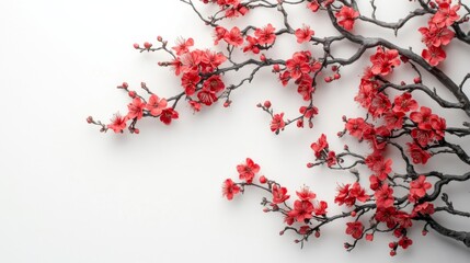 Sticker - Red Cherry Blossom Branch