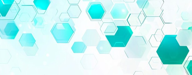 Poster - Molecular structure with green hexagons. Science, technology, and medical concept. Modern illustration.