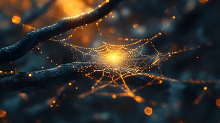 Mesmerizing Web of Nature s First Light Embracing Branches