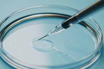 Poster - Fertility treatment concept in vitro. Macro photograph of artificial insemination or fertility treatment in vitro.