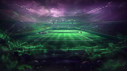 Wimbledon art dark green and dark purple concept