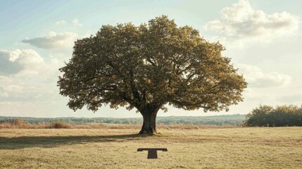 Sticker - Large Oak Tree in Open Field