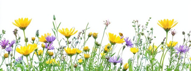 Aufkleber - png file: evergreen flowers and grass fields in nature, spring flowers on a garden in springtime, tr