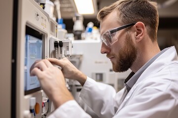 Examining a digital monitor using a computer in biotechnology