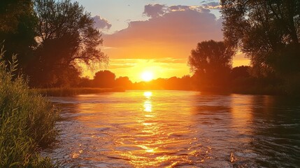 Canvas Print - Serene River Sunset