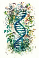 Poster - Stock illustration of DNA and plants, Biology lab environment, and gene therapy