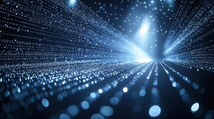 Poster - A mesmerizing display of blue light rays emanating from a central point, creating a futuristic and abstract atmosphere.