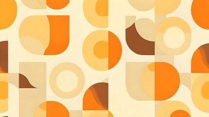 Minimalist Orange Shapes Wallpaper with 1970s Vibe.