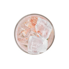 Wall Mural - Refreshing water with grapefruit and rosemary in glass isolated on white, top view