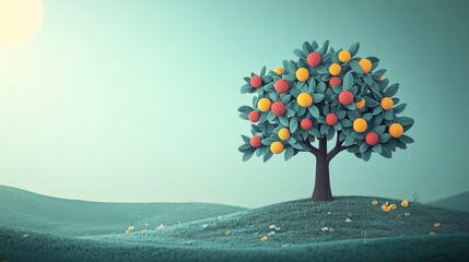 Poster - A Single Tree in a Serene Landscape