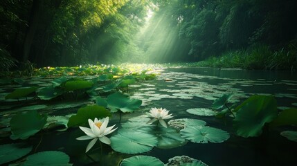 Wall Mural - Serene Water Lily Pond