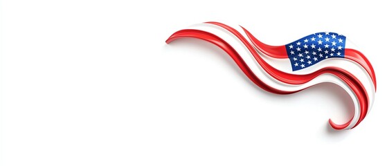 A dynamic representation of American patriotism, featuring flowing red and white stripes alongside a blue flag element.