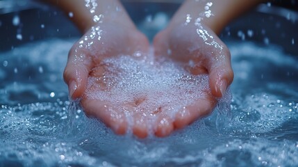 Sticker - Water Drops Falling in Hands