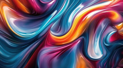 Poster - 3D abstract fluid design with bright, swirling colors creating a sense of motion and energy, ideal for contemporary visuals.