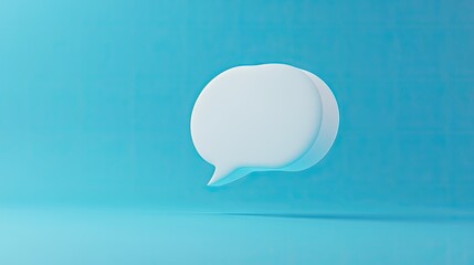 Fototapete - 3D rendered white speech bubble with a contrasting blue backdrop, ideal for illustrating digital conversations, chat features, or messaging. -