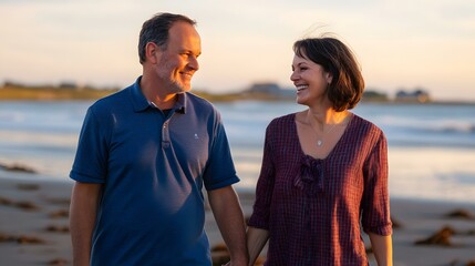 Wall Mural - Couple Holding Hands Walking On The Beach At Sunset