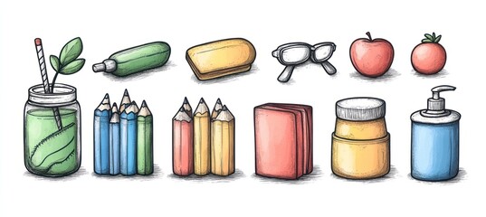 Poster - Colorful School Supplies Illustration