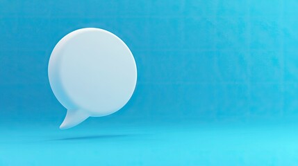 Aufkleber - 3D white chat bubble against a bright blue backdrop, representing conversation, online text messaging, or digital communication themes.
