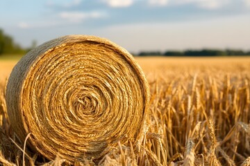 Poster - Hay Bale In Golden Wheat Field