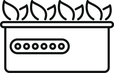 Poster - outline icon of a home appliance emitting light waves to help a houseplant grow
