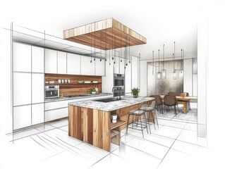 Wall Mural - Kitchen Design Sketch