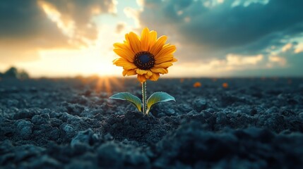 Sticker - Sunflower  Blooming in a Field