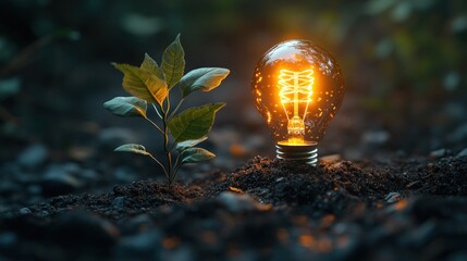 Sticker - Light Bulb and Sprout: A Symbol of Growth and Innovation