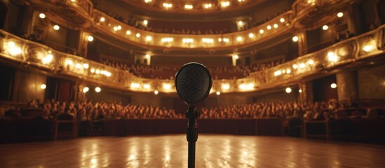 Wall Mural - A Single Microphone on Stage