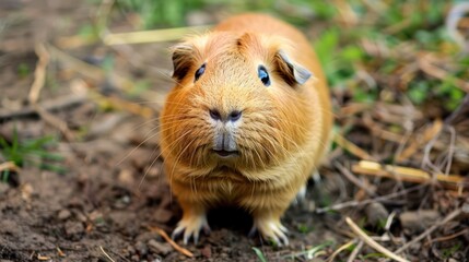 Canvas Print - Close-up of a Cute Guinea Pig Looking at Camera