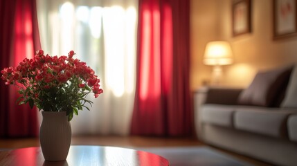 Sticker - Cozy Living Room with Flowers and Lamp