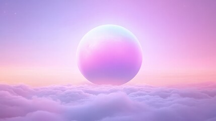 Wall Mural - a large, colorful, glowing orb is floating in the sky above a cloudy, purple sky
