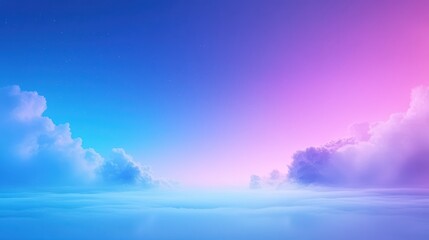 Wall Mural - a beautiful blue sky with a few clouds and a pink and purple sky