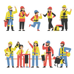 2d vector illustration safety , Civil protection and safety when working and taking safety 

ork