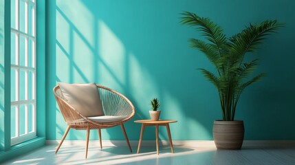 Canvas Print - Bright Modern Interior with Tropical Vibes