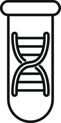 Sticker - Line art icon of a test tube containing a dna double helix, representing genetics research