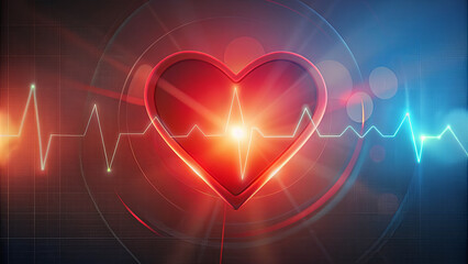 Poster - A vivid heart symbol radiates with light, accompanied by a pulsating electrocardiogram line, symbolizing love and vitality in an engaging, colorful setting