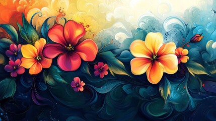 Poster - Vibrant Abstract Flower Art