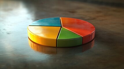 Poster - A macro shot of a pie chart in a presentation slide, capturing the distinct slices and their labels with a professional backdrop.